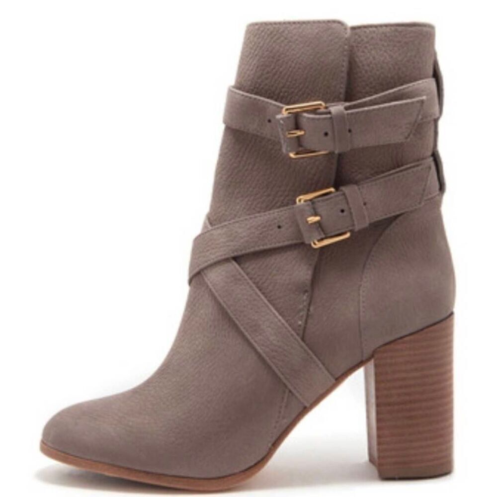 KATE SPADE Lexy Grey Leather Heeled Boot Size 7.5M